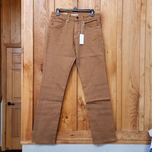 NEW Warp + Weft Chicago Straight Leg Jeans, 29 X 34, Tobacco Brown Denim
